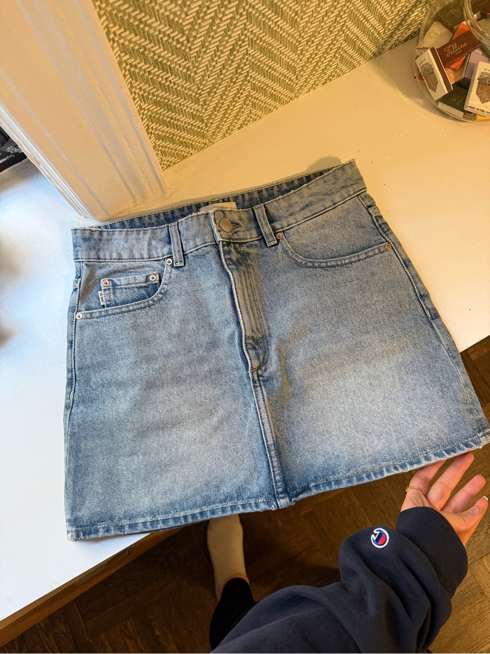 NWOT Distressed Denim Skirt